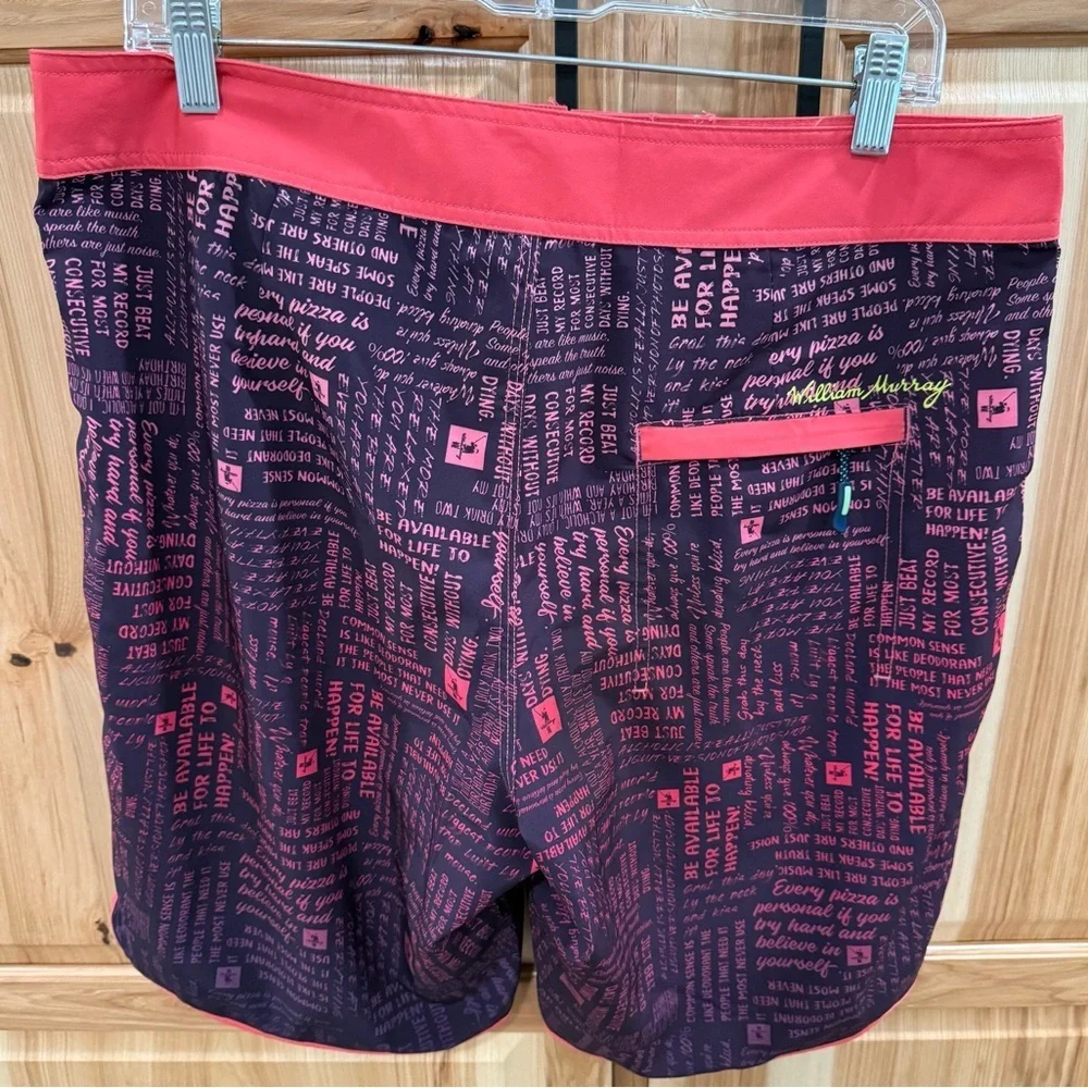 William Murray Golf Words of Wisdom Purple and Pink Board Shorts